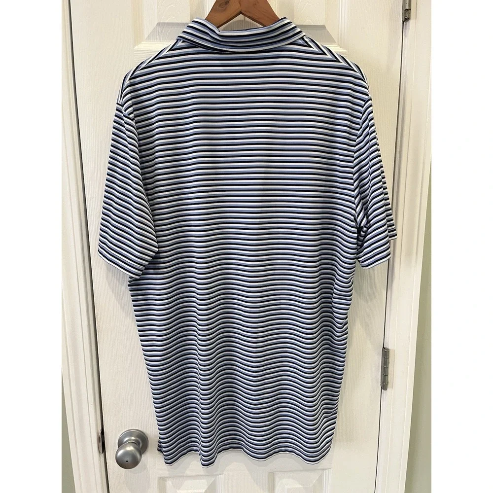 RLX Ralph Lauren Golf Polo Men's Large Performance Wicking Blue‎ Black Striped
